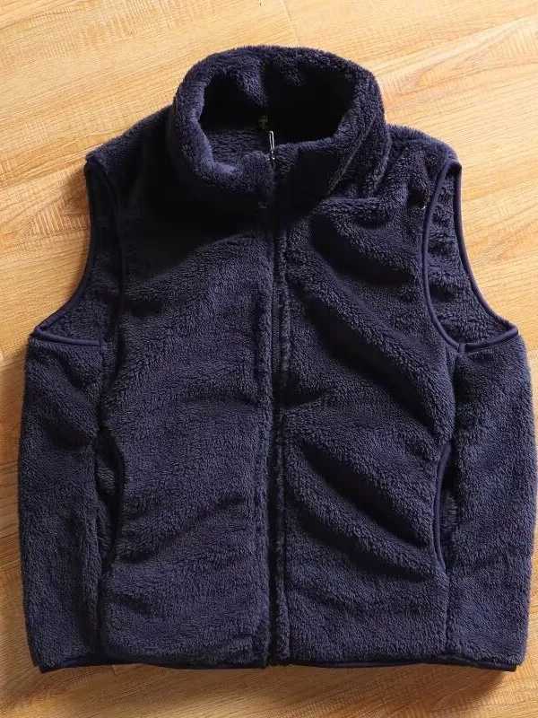 Fleece Men's Vests Warm Coral Vest for Men to Wear to Work in Autumn And Winter with Stand Collar No Sleeve Outerwear Resistant to Dirt A...W26