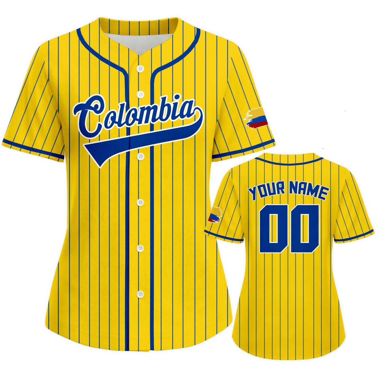 T-Shirts Custom Colombia Baseball Men's for Women Personzed Baseball Uniform with Name Number Button Down Baseball Shirt SportwearW261017