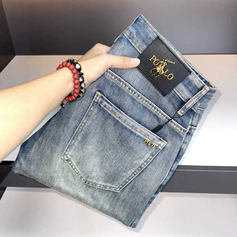 designer Men's Jeans Knight high-end European-style men jeans, washed for vintage look, loose American straight-leg casual long pants GB5N