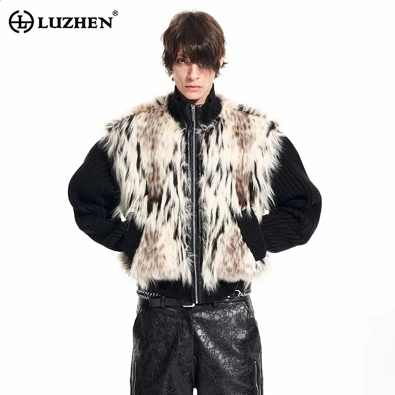 LUZHEN Long 2026 Winter Splicing Original Street Faux Fur Sleeve Parka Jacket Men's Fashion Handsome High Quality Coat JY8633 261012