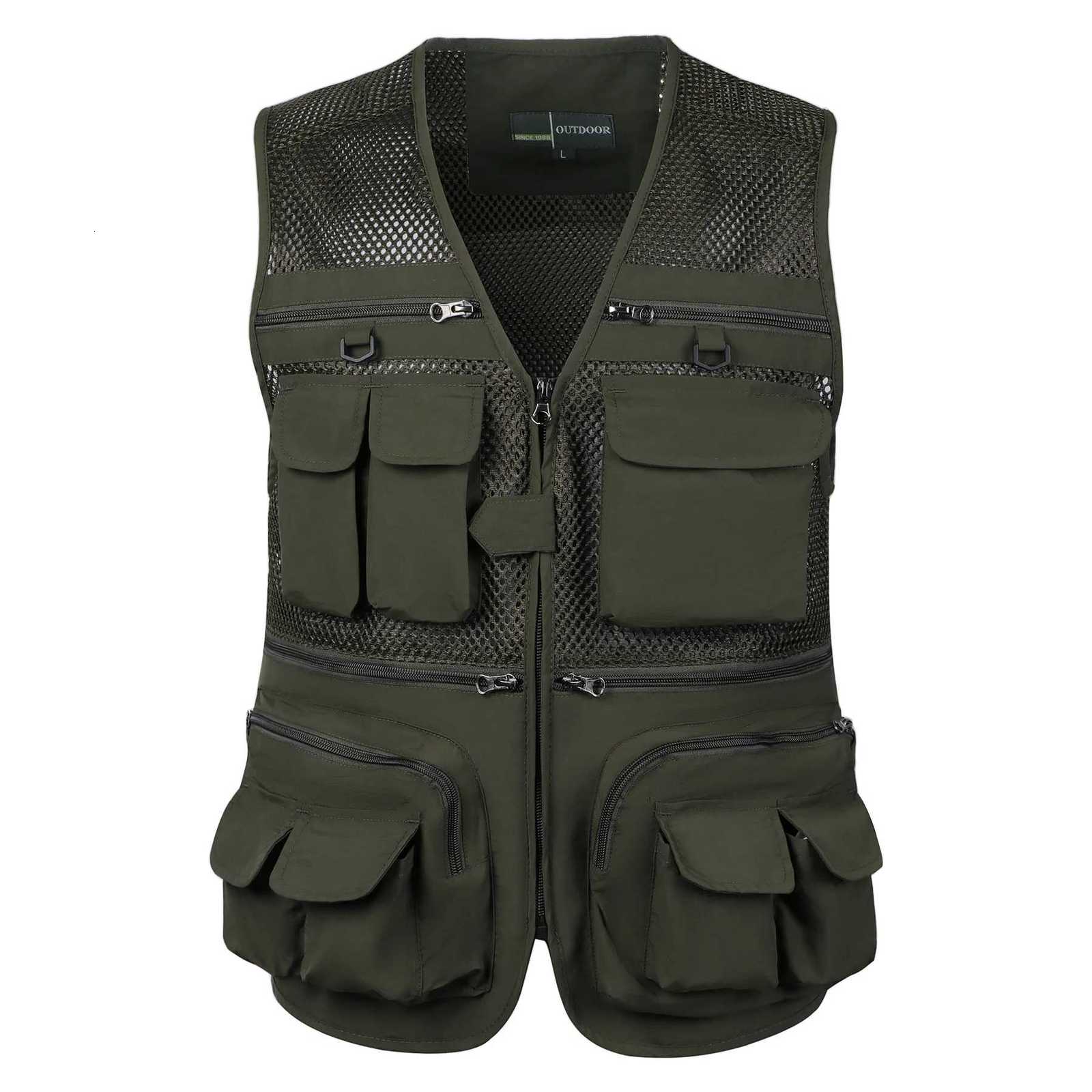 Men's Men's Dry Vests Quick Vest Tactical Webbed Gear Coat Summer Photographer Fishing Waistcoat Multi Pocket Mesh Work Sleeveless JacketW