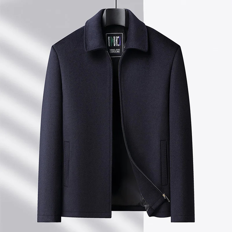 Highend Men's Fashionable Cool Versatile Trendy and Casual Woolen Executive Jacket Dad's Suit Lapel Coat 261010