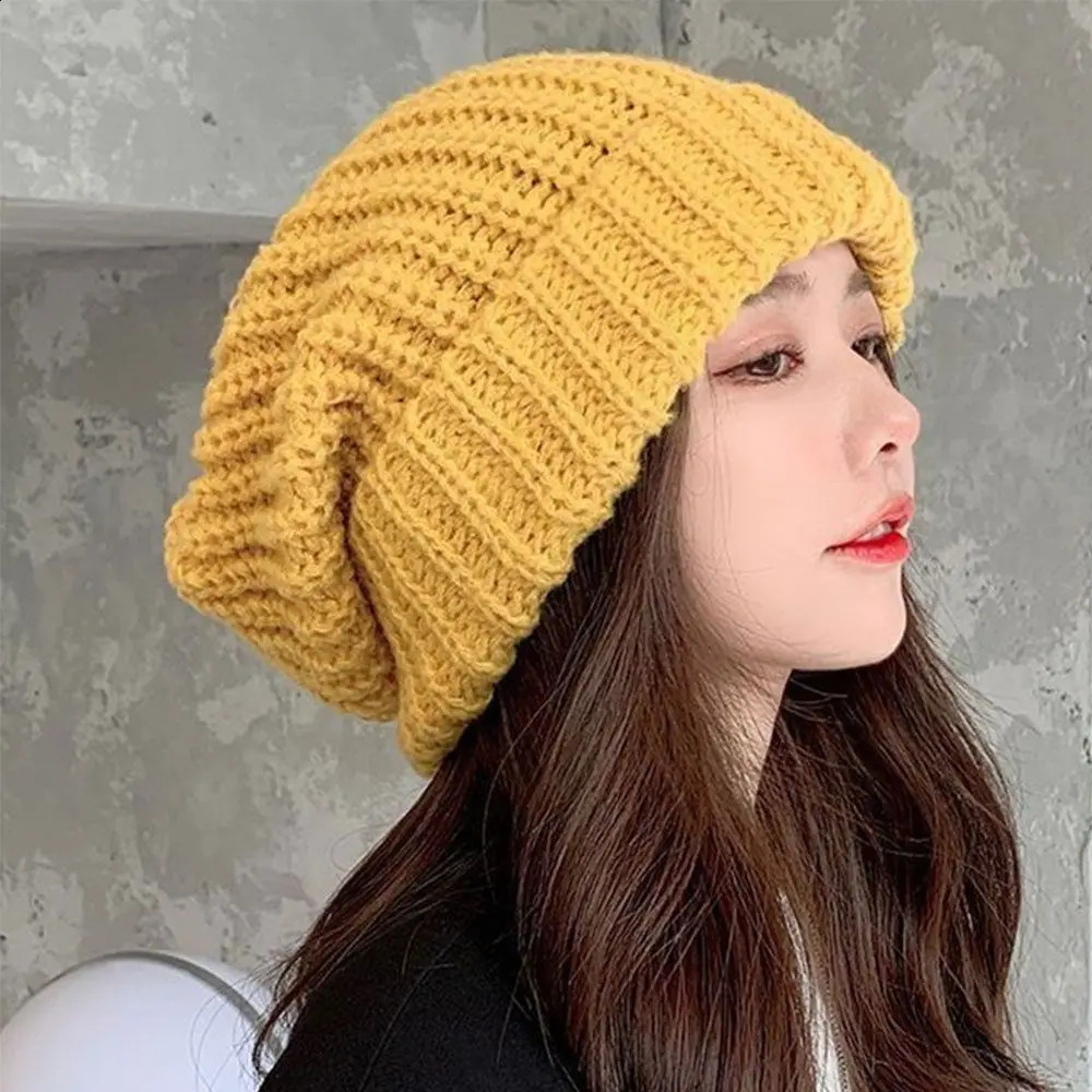 Fashion Winter Warm Hats for Women Casual Stacking Knitted Bonnet Caps Men Hats Solid Color Hip Hop Unisex Female Beanies261016