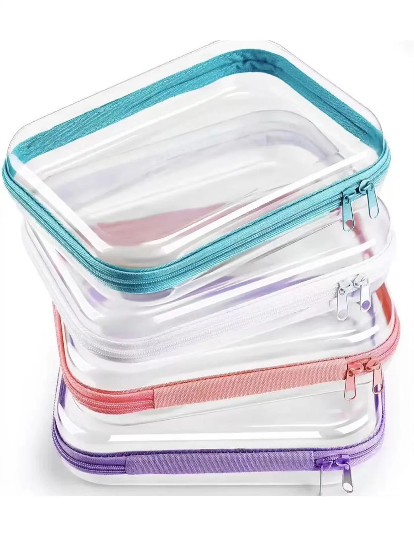 Transparent Hard Shell Zipper Box Bag Portable Travel Waterproof Makeup and Grooming 261009