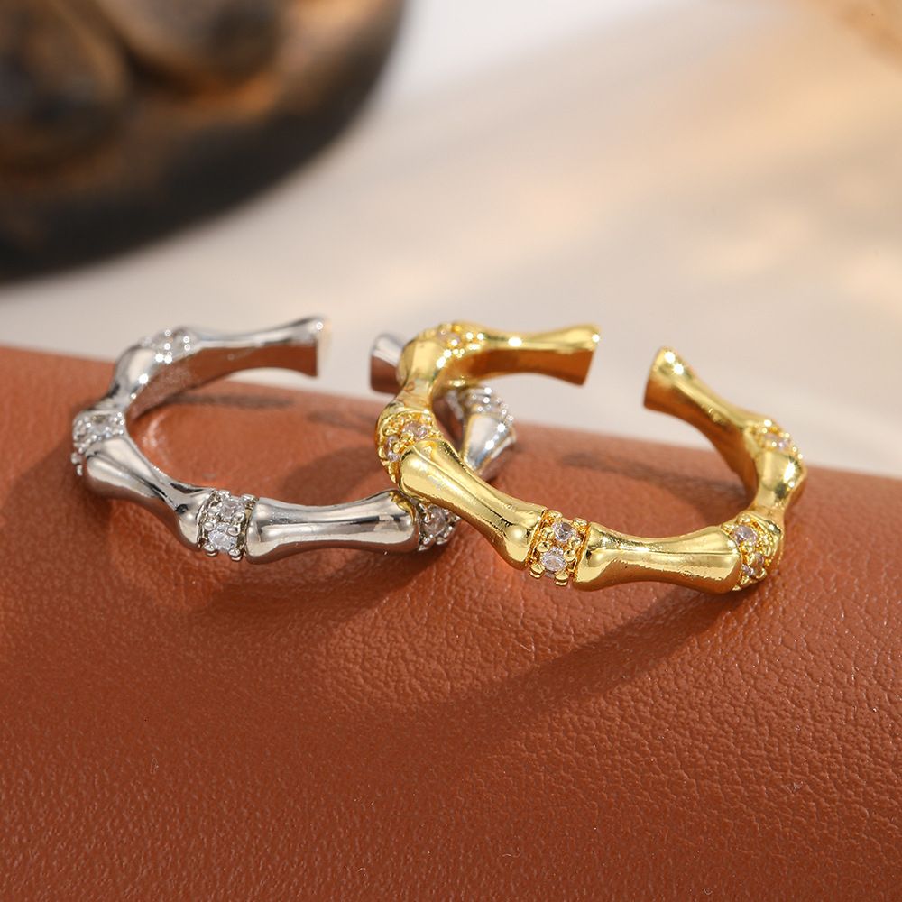 Bamboo-patterned fashion rings for women designer jewelry diamond-encrusted open ring for women featuring unique symbolizing a touch of luxury sophi