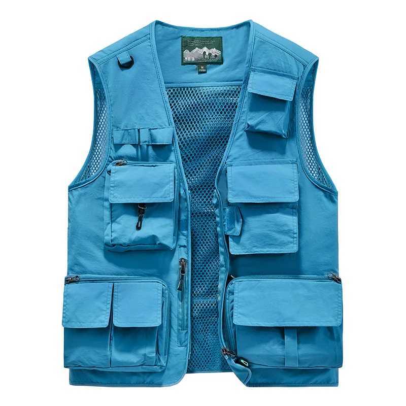 Outdoor Men's Vests New Men Multi-pockets Fishing Photography Breathable Vests Coats Men Quick Drying Waistcoats Climbing Sleeveless JacketsW26