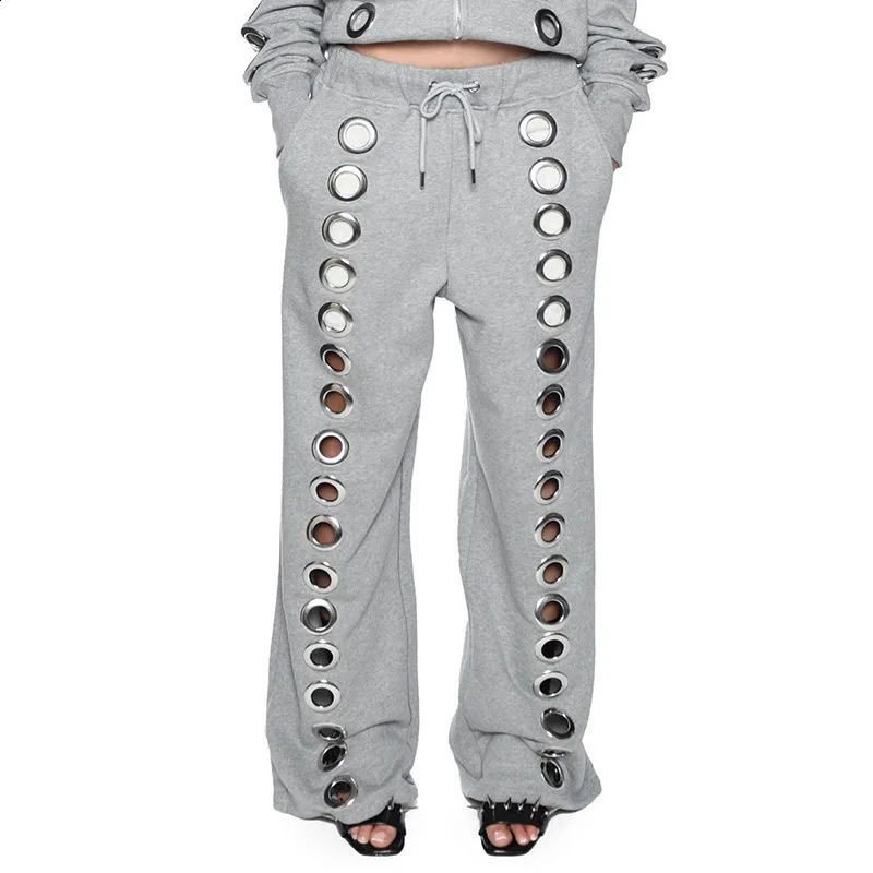 autumn and winter Y2K mens black sweatpants with a sense of n holes fashion trends simplicity daily life 261017