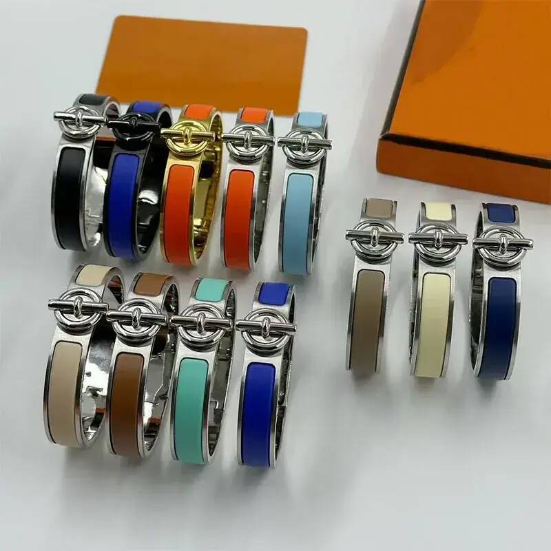 Handcuff Bracelet 2026 metal New H Classic Enamel Cuff Luxury 18K Gold Couple Stainless Steel Designer Bracelet For Wom