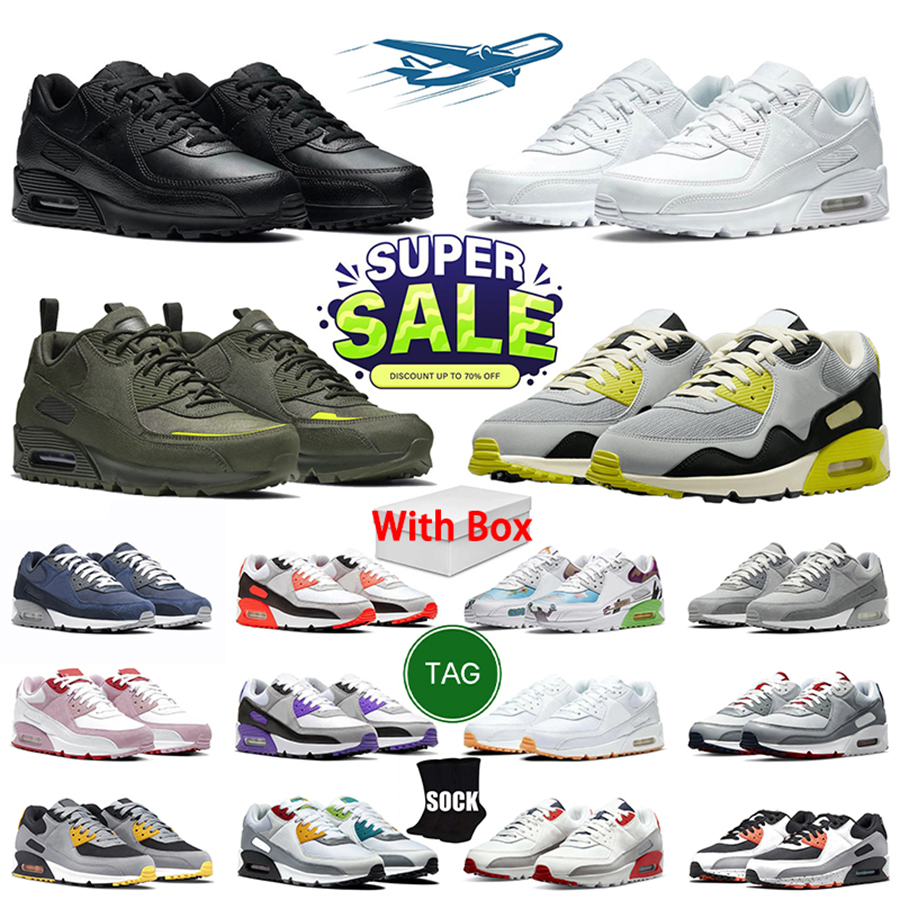Designer 90 Running Shoes Men Women Triple White Black Red 90s Wolf Grey Polka Orange Laser Blue Runner Hyper Royal Sports Trainer Sneakers Eur 36-4