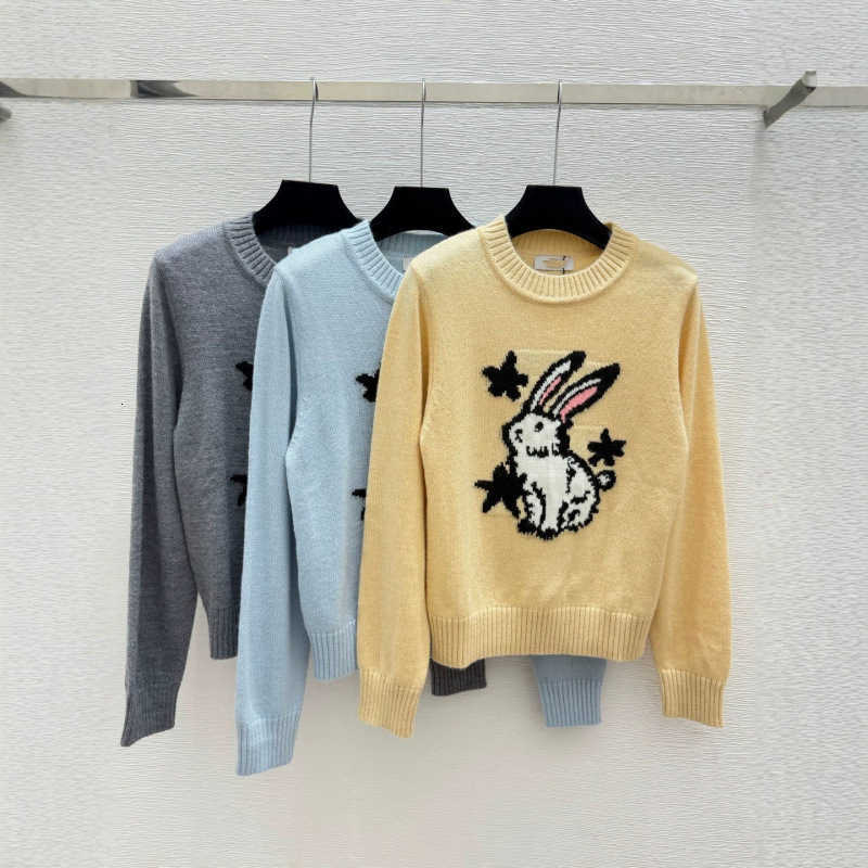 Women's Sweaters designer clothes women B brand, new autumn collection, round-neck knitted long-sleeved top with a rabbit pattern on the chest