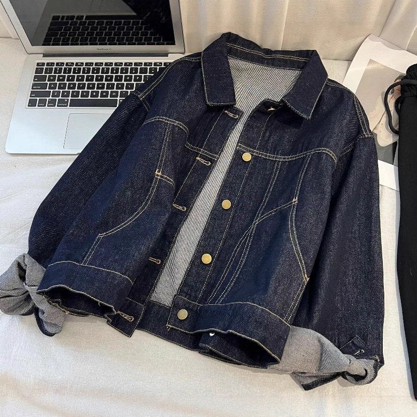 Women Fade-Resistant Denim Jacket Premium High Sense Casual Jean Coat Autumn Fashion Long Sleeve Outerwear For Ladies