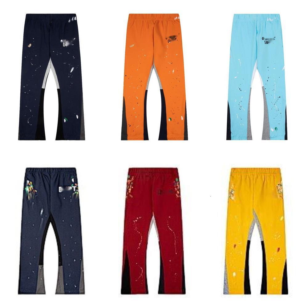 Mens Tech Pants Y2k Retro Wash Galles Paint Sweatpants Speckled Patchwork Letter Cotton Trouser Jogger Versatile Casual Straight bottoms Flared pant