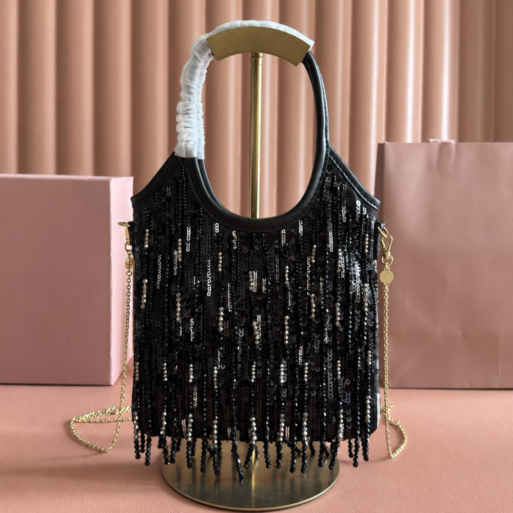 Embroidered Sequin Handbag Tweed Fringe Beaded Top Handle Shoulder Crossbody Refined Wedding Dinner Top-Tier Designer New Arrival