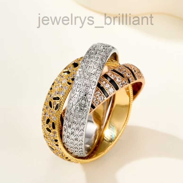 New Trendy Men Women Luxury Finger Rings 3 Colors Gold Plated Bling CZ Leopard Ring for Men Women for Wedding Party Nice Gift Size 6/7/8/9