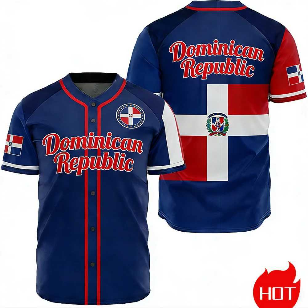 Flag Men's T-Shirts Dominican Republic Badge Baseball Men's Women's Short Sleeve Hip Hop Trend Streetwear Custom baseballW261017