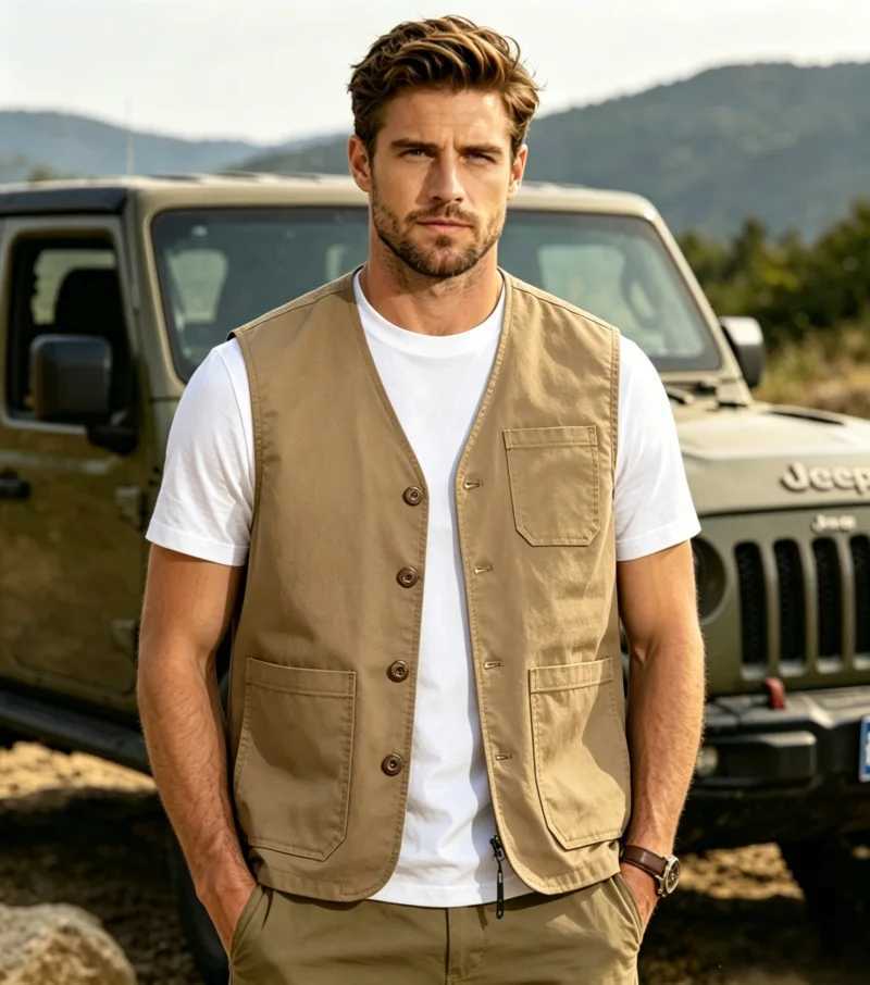 Men's Men's Size Vests Plus Vest Cotton Work Vest Men Outdoor Fishing Vest Solid Color Casual Sleeveless Jacket 8XL A2H9802W261017
