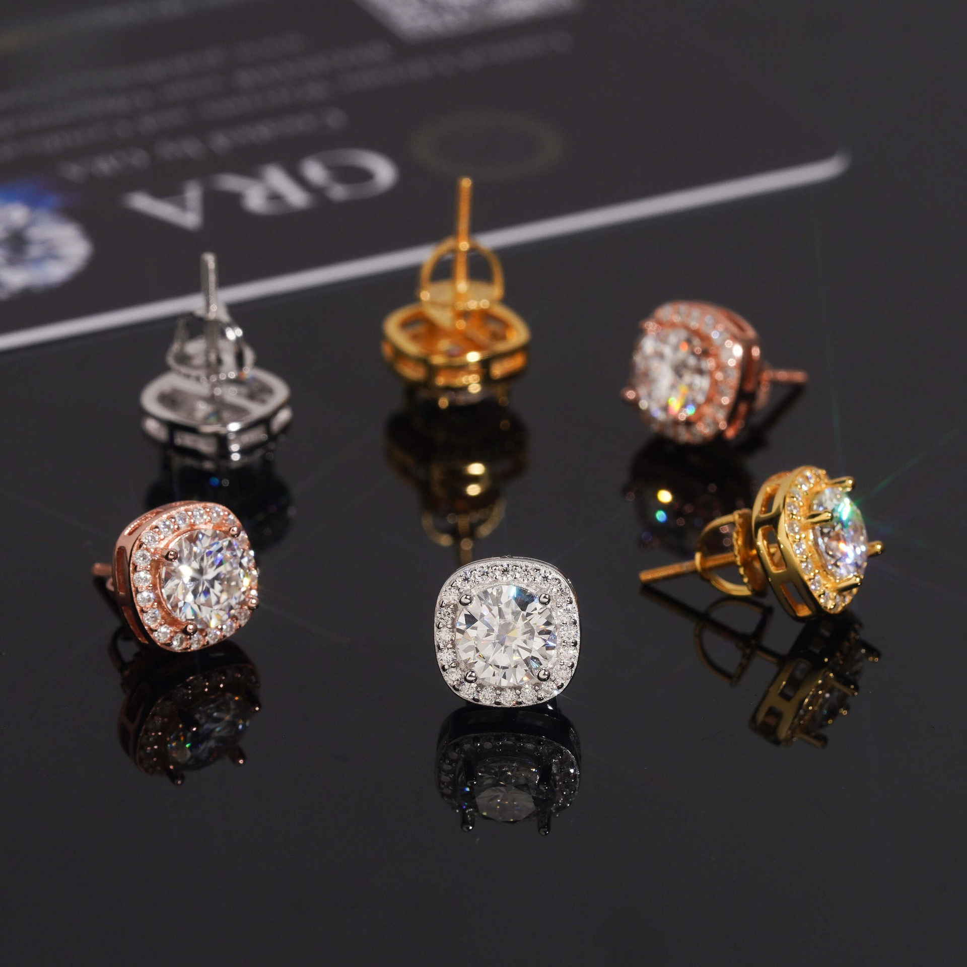 S925 Silver Inlaid with Moissanite 6.5mm Unique Personality Earrings Directly Supplied by Manufacturer
