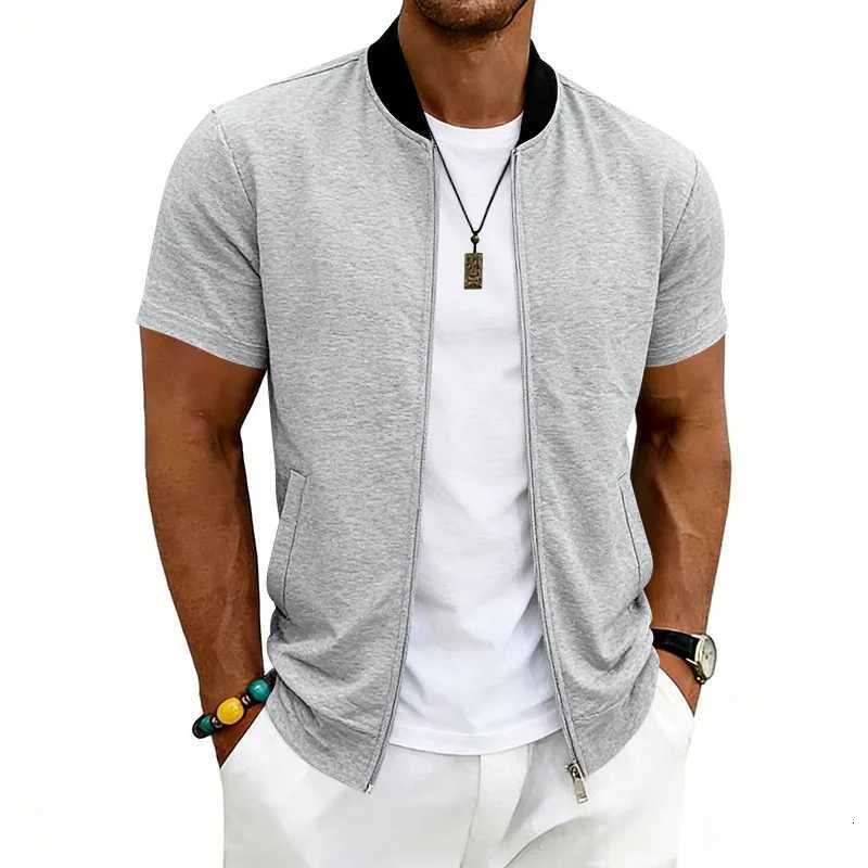 Jackets 2026 American Summer Men's Men's Stand Collar Thin Sports Short Sleeve Flight Zipper Baseball JacketW261017