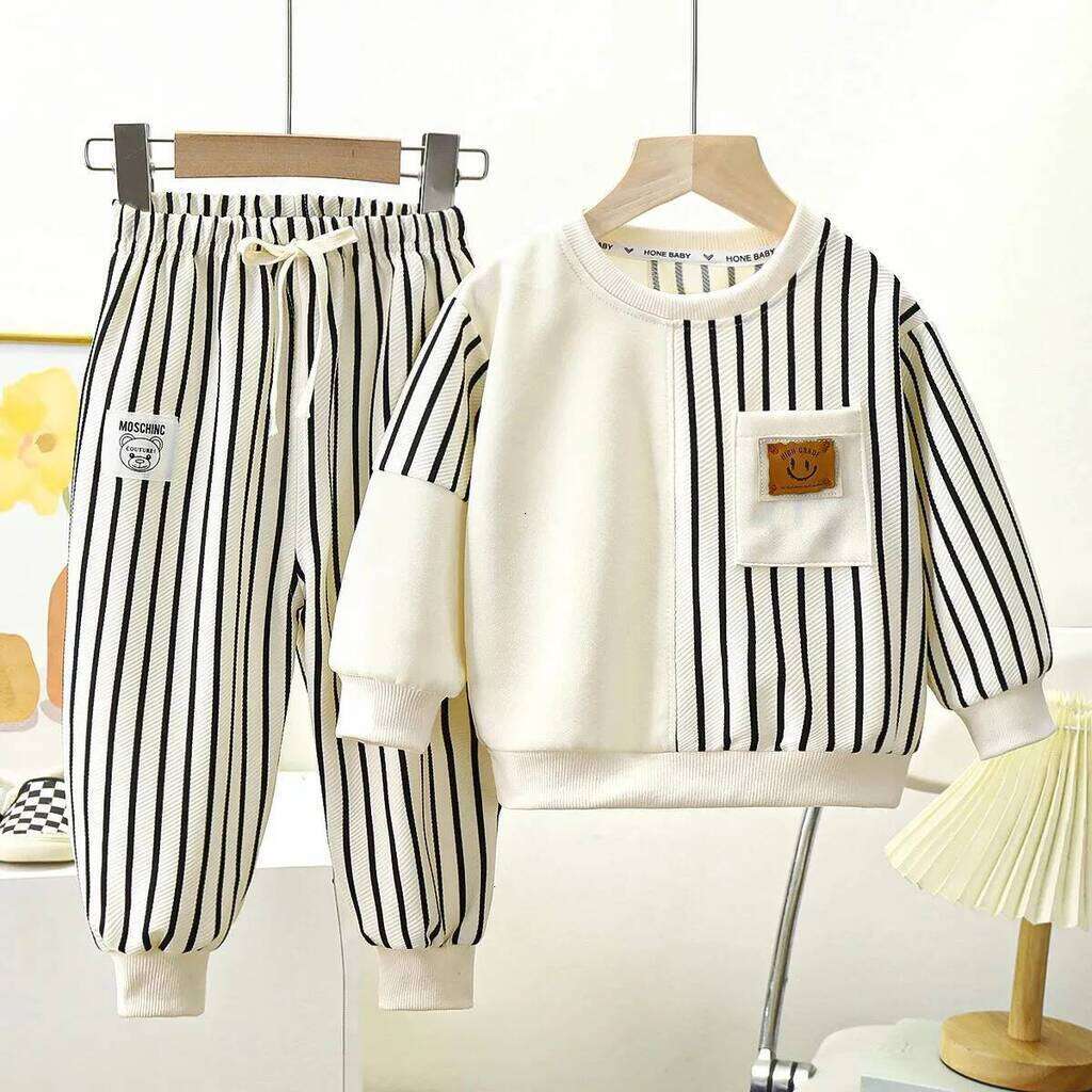 Girls Hoodie Spring Childrens Clothes Round Neck Long Sleeve Sweater Boys And pullover Girls Trendy Baby Stylish Clothing 2Pcs Crew Neck S