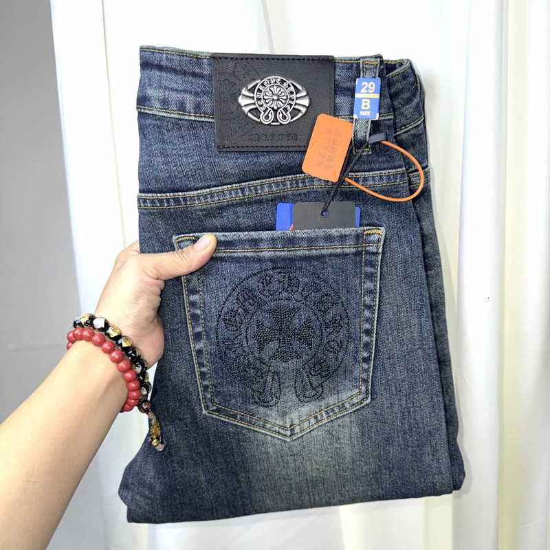 designer Men's Jeans High-End European men Jeans Slim Stretch Vintage Wash Slim Straight Casual men Trousers 5SWZ