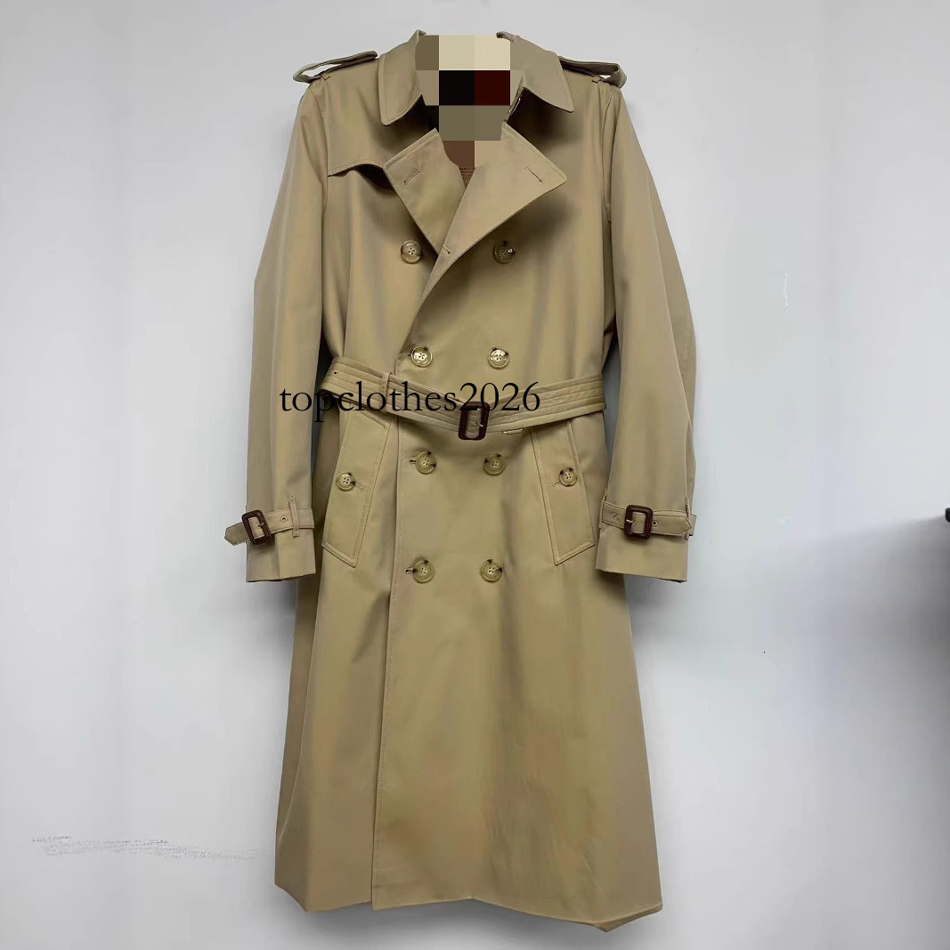 bbr designer trench coat Men's British Style Kensington Long Solid Color Trench Coat Spring Autumn Button Cotton Windproof Jacket