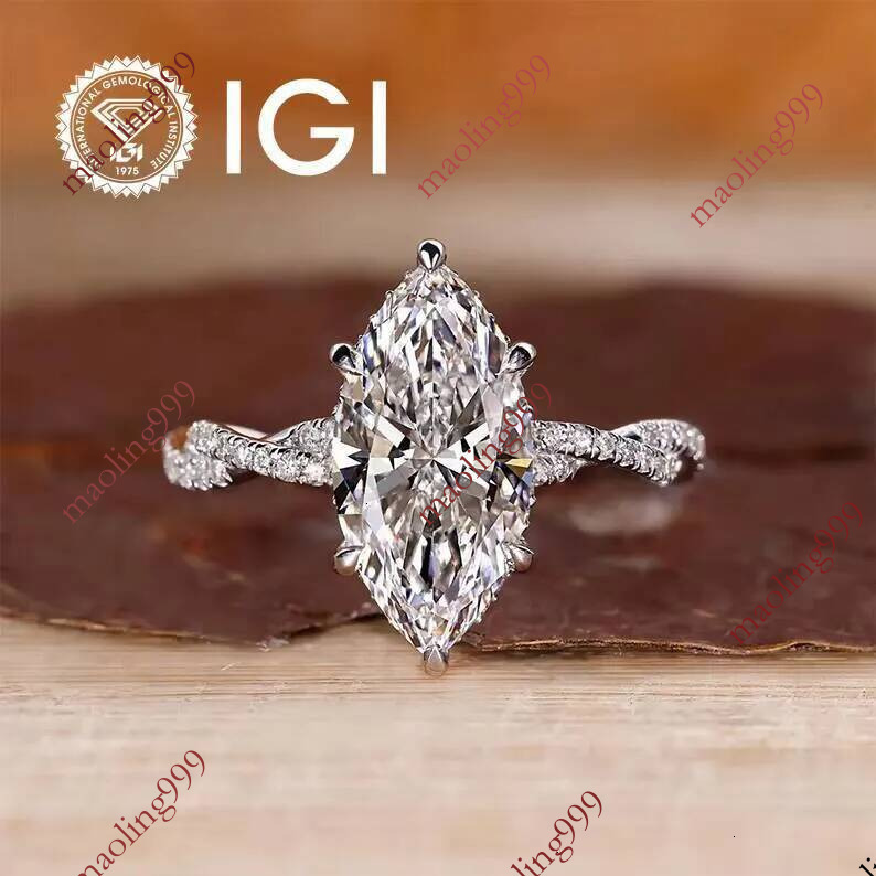 IGI Certified 4CT 5CT Lab Grown Diamond Engagement Wedding Ring Custom Hidden Halo Marquise Twisted Pave Infinity Twist Style