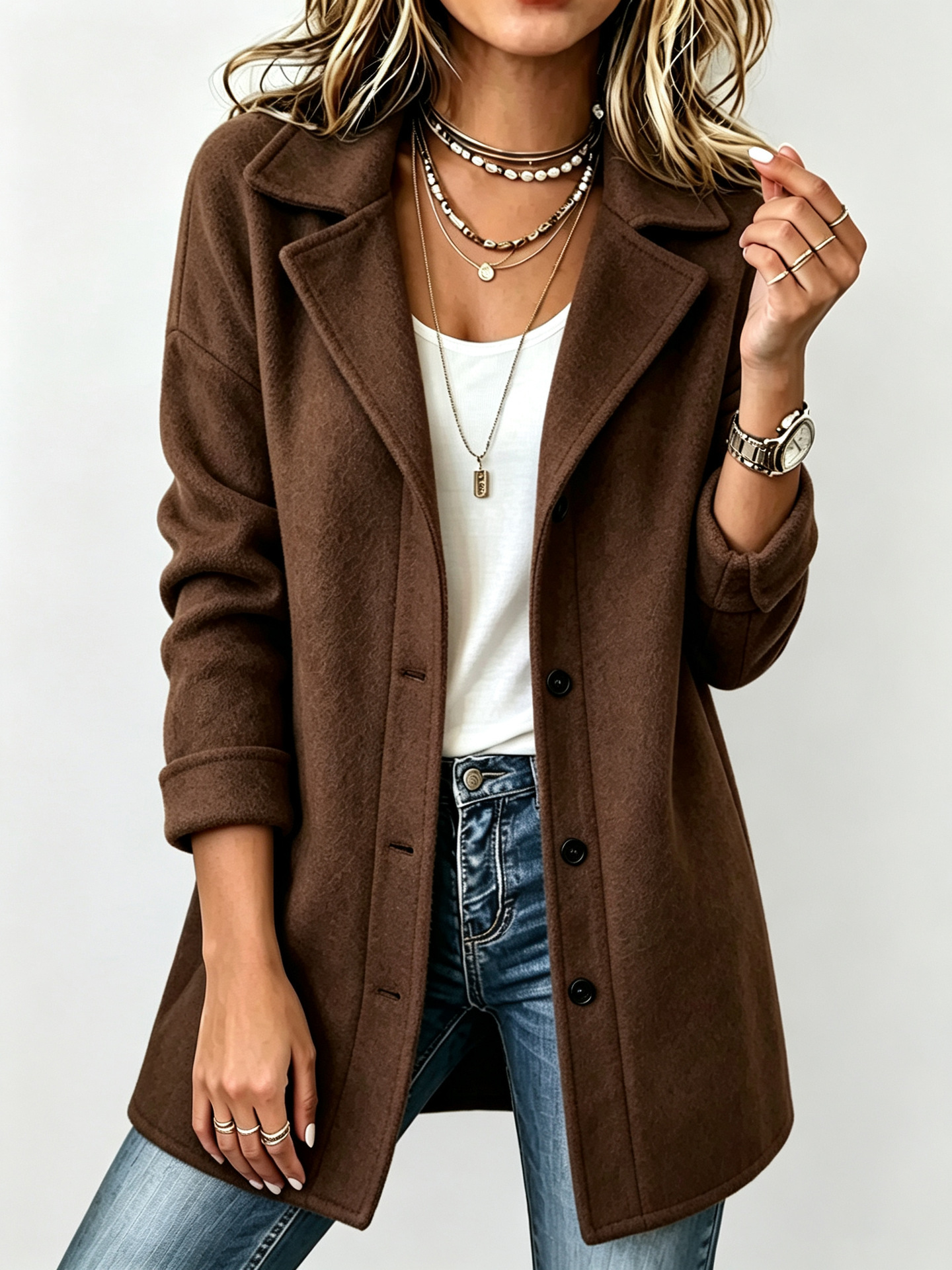 Women 2026 Autumn Winter New European American Style Mid Length Wool Coat Comfortable Trendy Casual Soft Elegant Daily Street Outerwear For Ladies