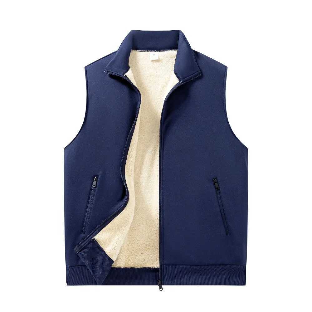 Zipper Men's Warm Vests Men's Vest Winter Thicken Stand Collar Sleeveless Coats Fashion Casual Zipper Jacket Thermal Outerwear StreetwearW