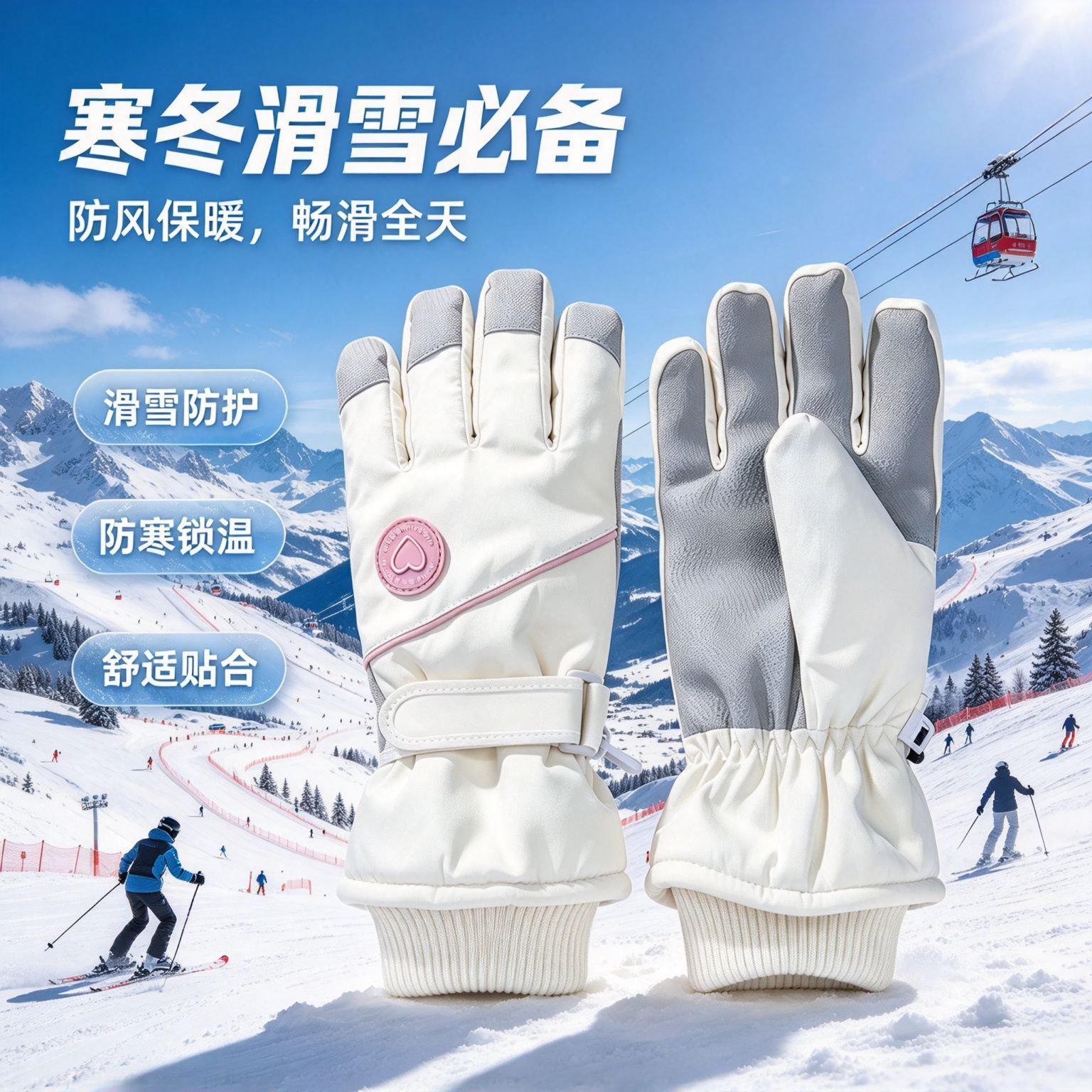 2026 Women's Winter Ski outdoor Gloves, Thickened Warmth, Fleece-Lined, Suitable Electric Bikes In Northeast China, Cold-Proof, Windproof, Touc