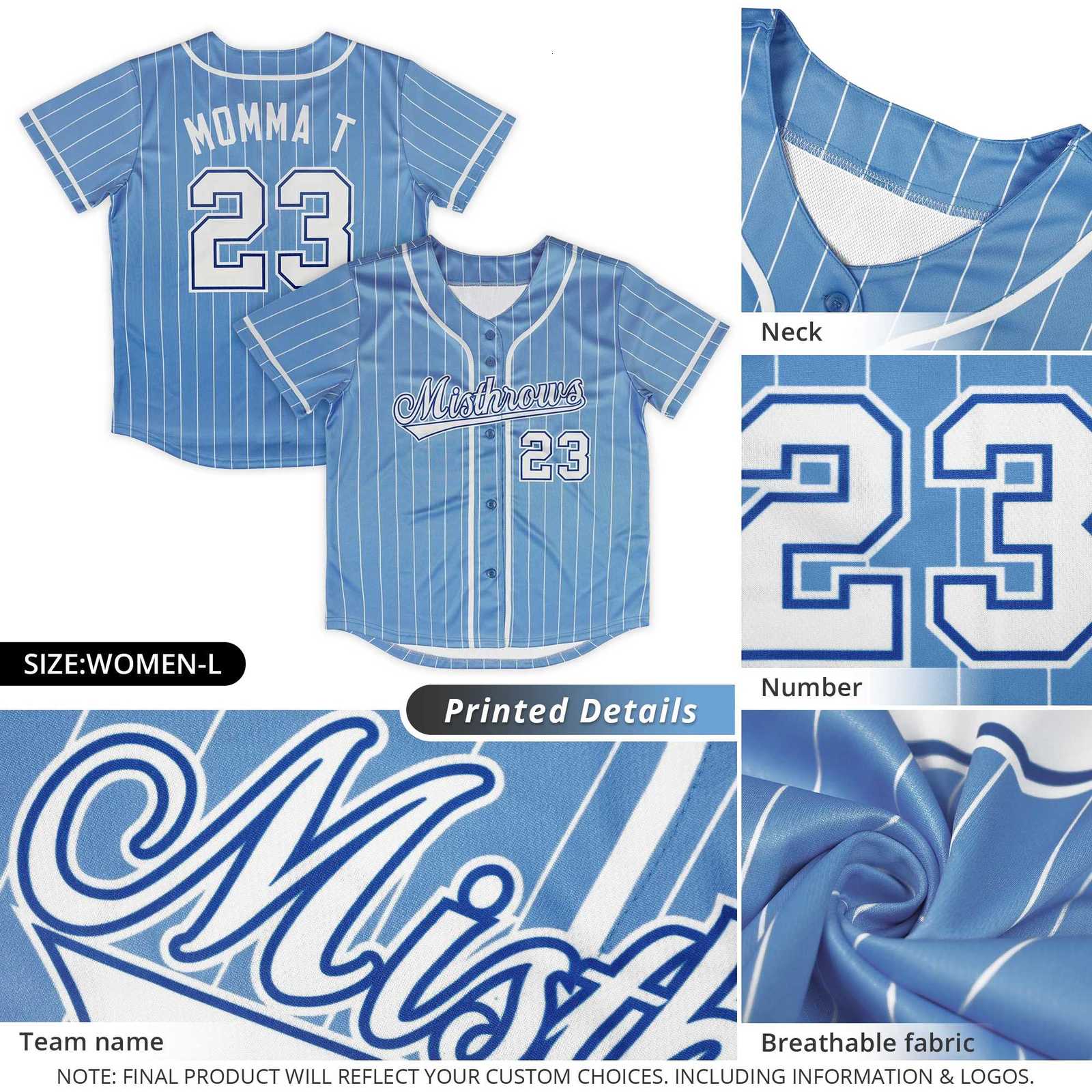 Pinstripe Custom Men's Baseball T-Shirts Hipster Hip Hop Sports Shirts Personzed Print Team Name Number for Men Women Youth PartyW261017