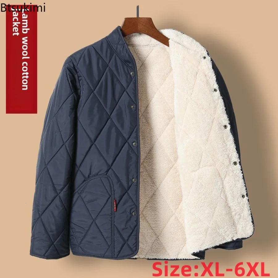 Elderly Men's Lamb Fleece Cotton Jacket Male Thick Lined Loose Home Warm Padded Coat Winter for Dad Grandpa 261010