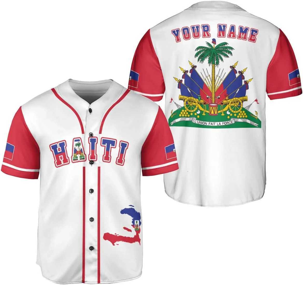 Haiti Men's Name T-Shirts Personzed 3D Printed Summer Fashion Men's Baseball Unisex Street Hip Hop Baseball Shirt KZ24W261017
