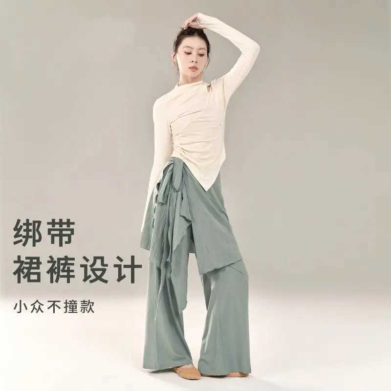 Pants Capris Women's Leggings Women's Modern Dance Fake Two-Piece Skirt Pants for Women with Wide Legs Waist Tie High Waist Elegant Traini