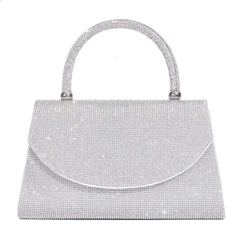 dinner Evening Bag Rhinestone Handbag Party Shiny Evening Fashion Shoulder Wedding Silver Bag Womens Purse Clutch T1