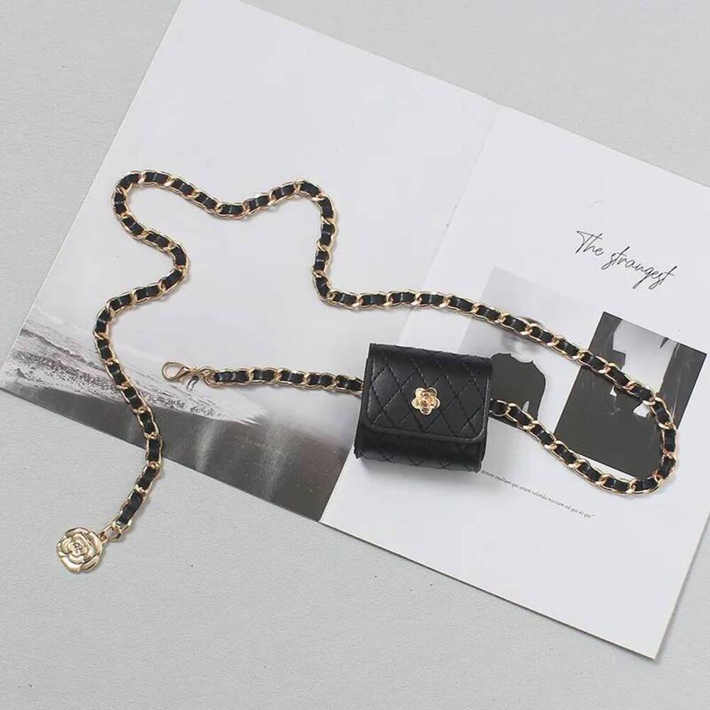 Bag Mini accessories Lipstick Key Flap Fanny Packs White Sier Leather Lattice Waist Belt With Small Coin PU Chain Chest Bag Women Luggage T1