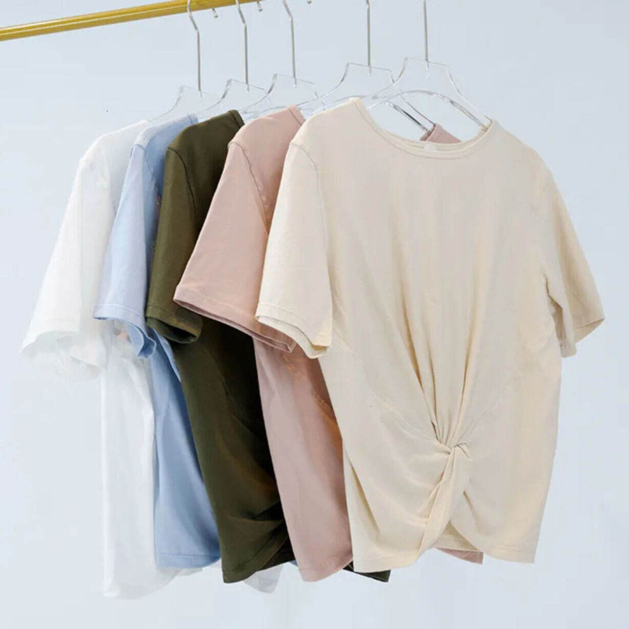 * Stretchy * Yoga Wear Women's Solid Color Quick * Drying Casual Loose Waist * Outer Wear Soft Breathable Summer Thin Sports Fitness Short Sl