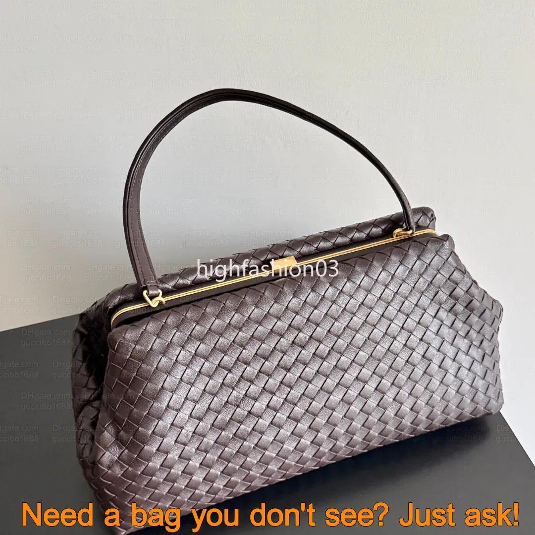 12A Definite Mirror Quality Designer Clutch Bag The 1998 37cm Luxury Handbags for Women Sheepskin Hobo Intrecciato Shoulder Bags Dark Brown Evening