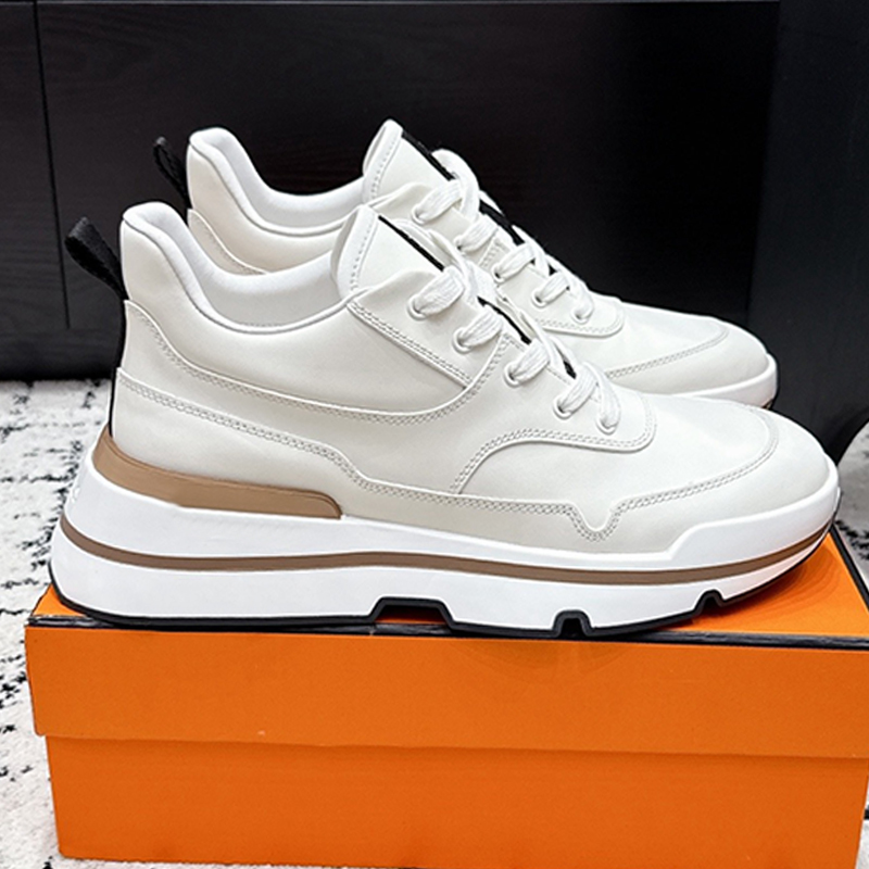 Mens Need Sneakers Luxury Calfskin Contrasting Materials Lace Up Designer Sport Shoes Fashion Round Toe Chunky Sole High Top Running Shoes Rubber So
