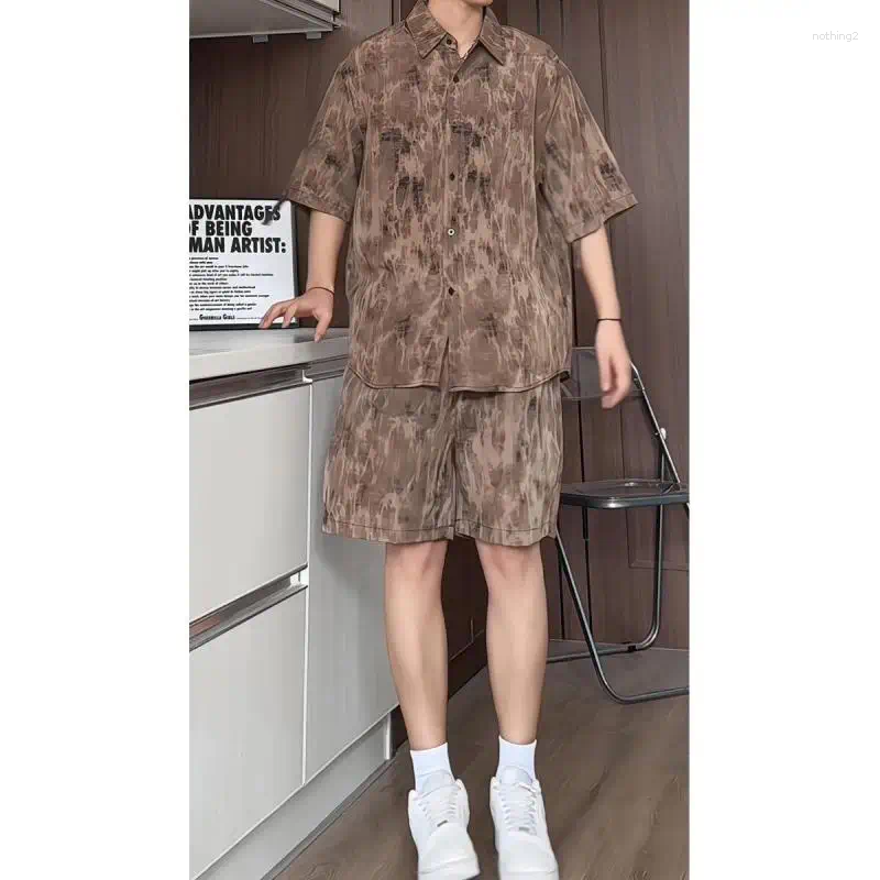 Men's Plus Size Hawaiian Print Short Sleeve Shirt And Shorts Set Summer Beach Vacation Comfortable Casual Lounge Wear