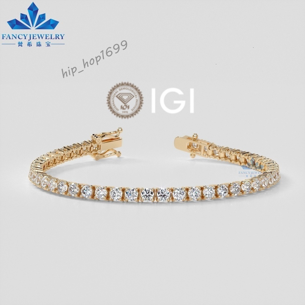 Lab Grown Diamond Tennis Chain Bracelet CVD IGI Certified Vvs 2mm - 6mm Round Iced Out Diamond Chain Bracelet