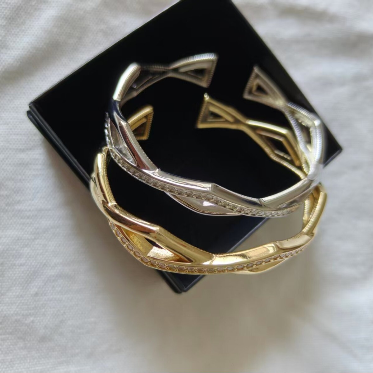 DY Cable Jewelry Designer Davidjersey Yurmannn Luxury Bracelet For Woman Men Luxe Bangle Gold And Silver Two-row Cuff Bracelet With An Open Design