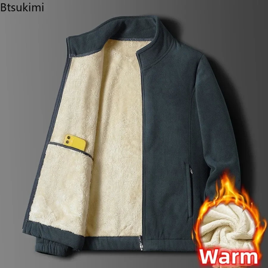 Polar Fleece Jackets Men's Autumn and Winter Thickened Warm Casual Coats Lamb Fleeve Lining Outdoor Windproof Hoodie 261010