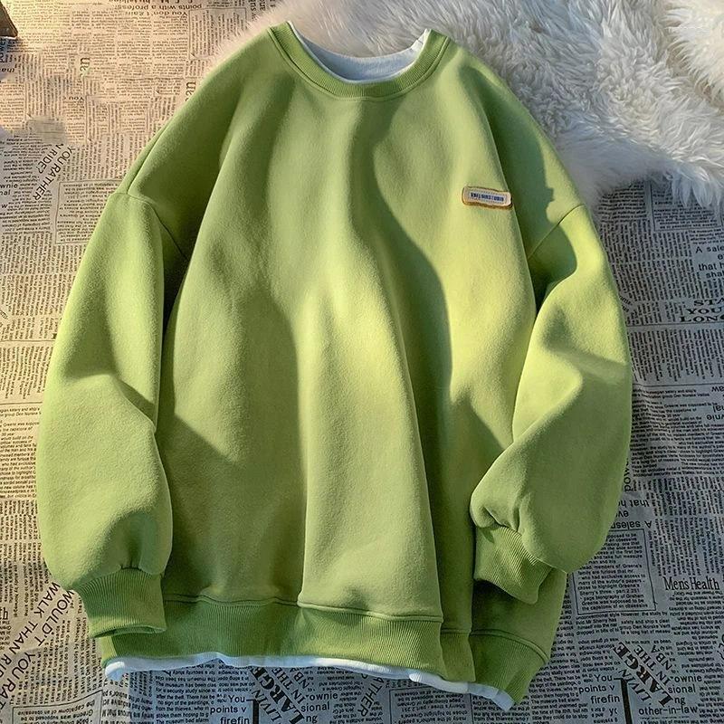 Hoodies For Men And Women Hong Kong Style Spring Autumn Tops Fake Two-piece Jackets Couples All Match Fashion Top