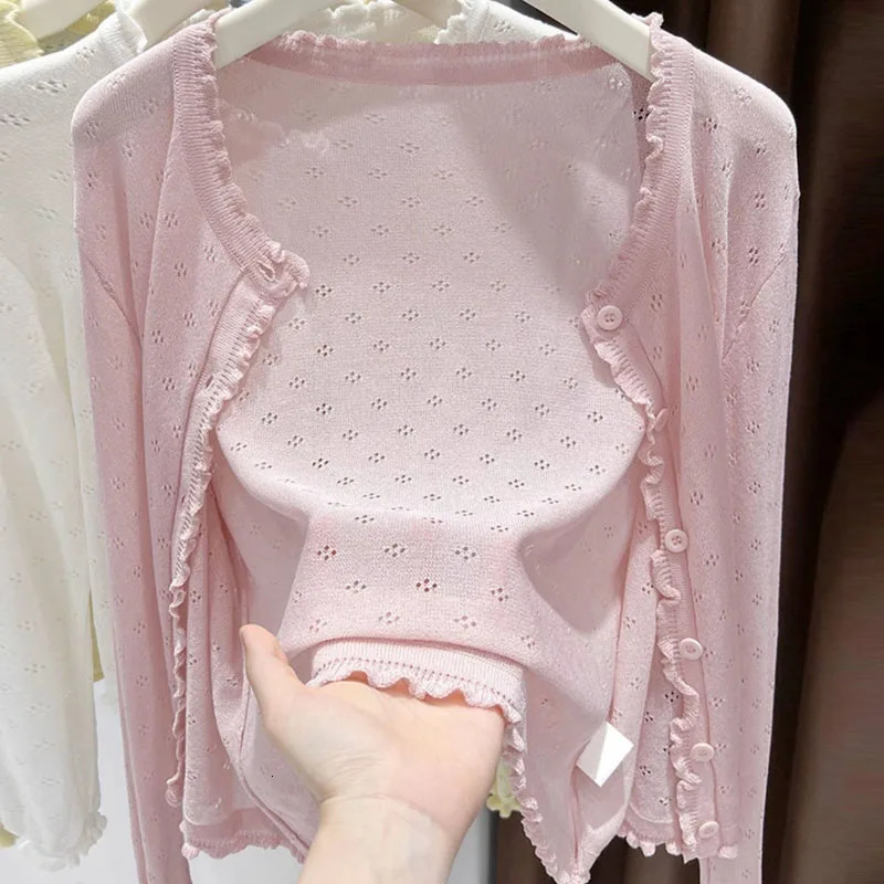 Knitted Sweater Women Cardigans Long Sleeve Clothing ONeck Hollow Out Knit Cardigan Tops Sweaters Q4013 261016