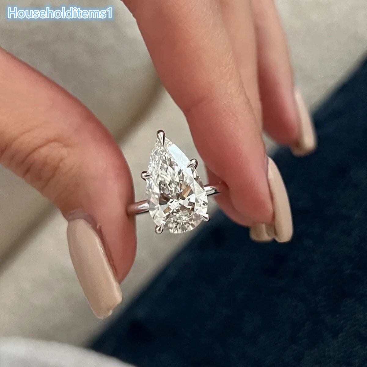 Luxury Classical Pure S925 Sterling Silver Water Drop High-carbon Diamond diamond Engagement Finger Rings for Women Jewelry