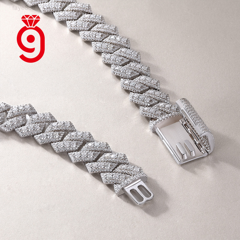 JIUZUAN New Style Custom 14mm Silver Plated Cuban Link Chain For Men Women Hip Hop Jewelry Iced Out Diamond Fine Necklace