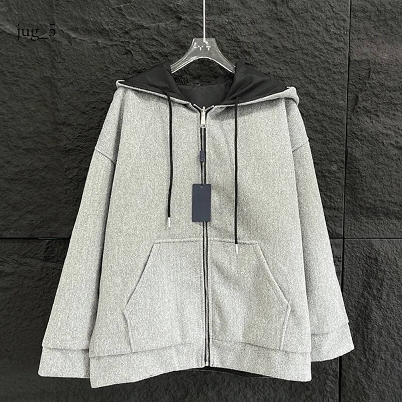 pradmen jacket Designer Luxury brand Unisex Reversible Triangle Logo Nylon Jacket Black Gray Hooded Zip Up Loose Fit Streetwear Men Women Outerwear