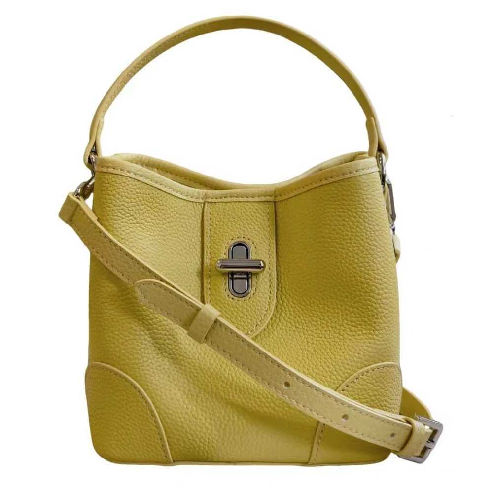 Evening Bags 2026 New Spring Summer Small Bucket Tote Yellow Green Color Real Cow Leather Women Crossbody Bag Ladies Handbag Hasp H261016