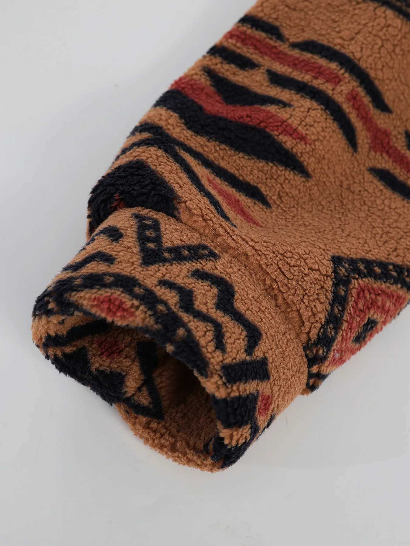 Retro Men's Men's Ethnic Vests Geometric Print Fleece Shirt Jacket Winter Thick Warm Sherpa Casual CoatW261017