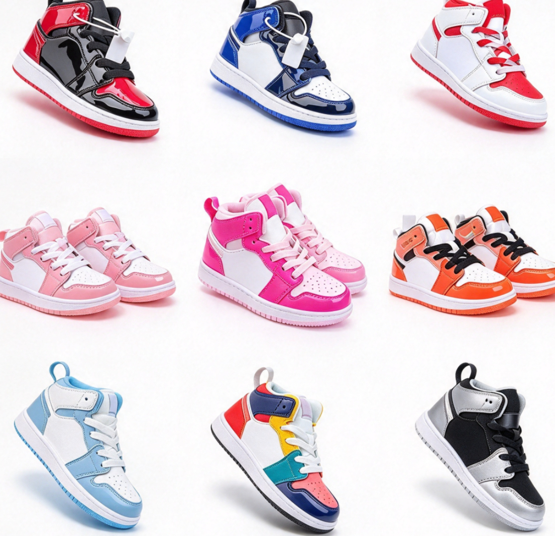 Unisex Toddler Boys Girls Basketball Sneakers Designer Laser Multi Color White Black Gold Red Blue Athletic Outdoor Trainers Kids Footwear EU 22-35